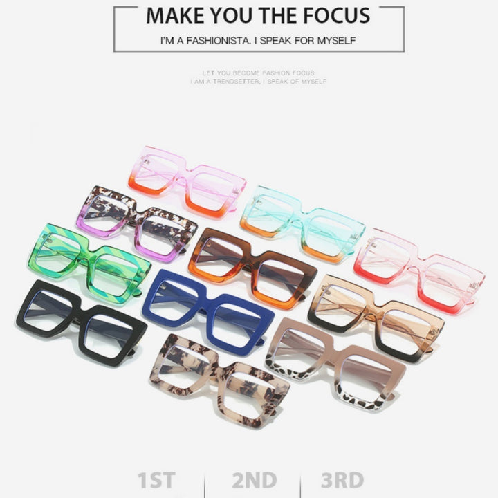 Ladies' Fashionable Thick Square Simple Large Frame Glasses