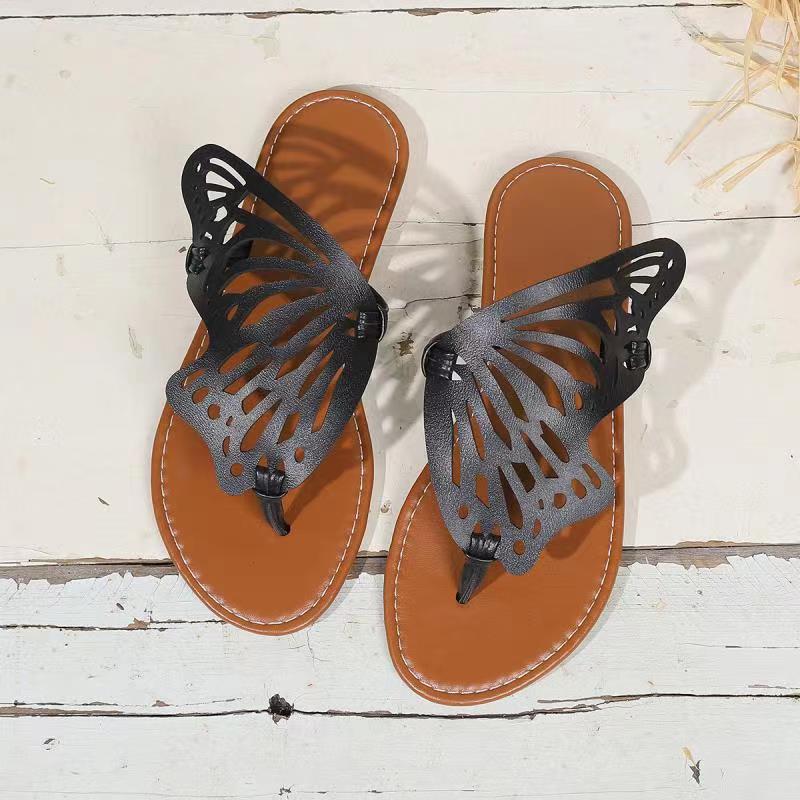 Summer Sandals Vintage Flip Flop Butterfly Wings Flat Shoes Outdoor Slippers