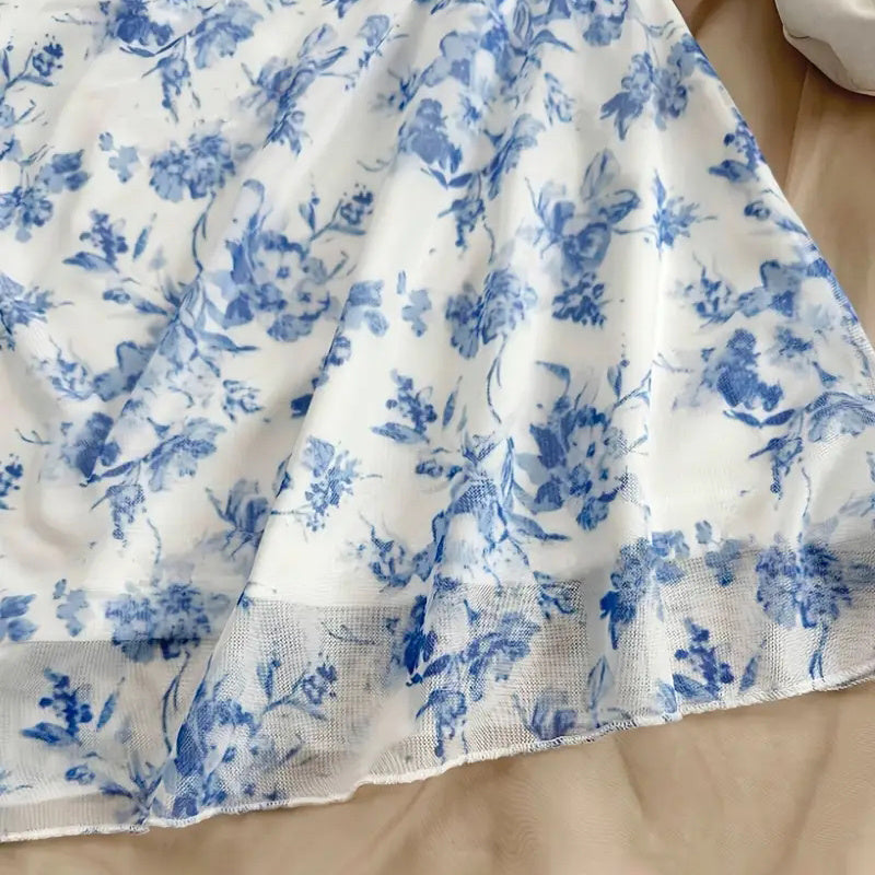 Women's Boho Floral Print Mini Dress Spaghetti Strap