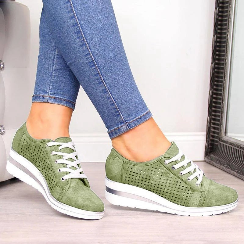 Wedge heel cutout sneakers