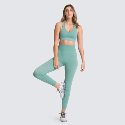 Seamless Gym Set Nylon Woman Sportswear - Dignitestore Bean green / S Suits and Set