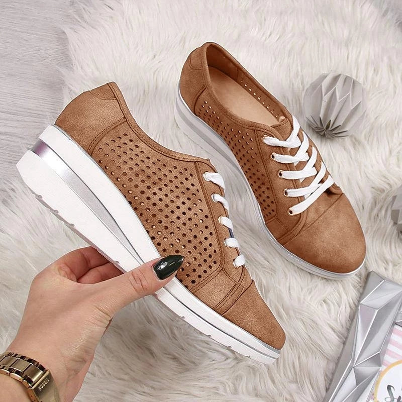 Wedge heel cutout sneakers