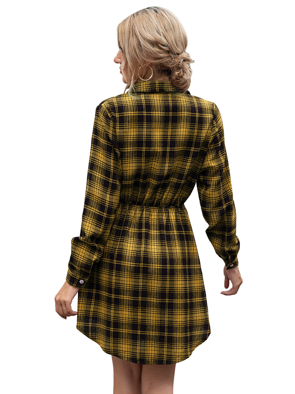 European And American Casual Mid-length Waist Plaid Dress