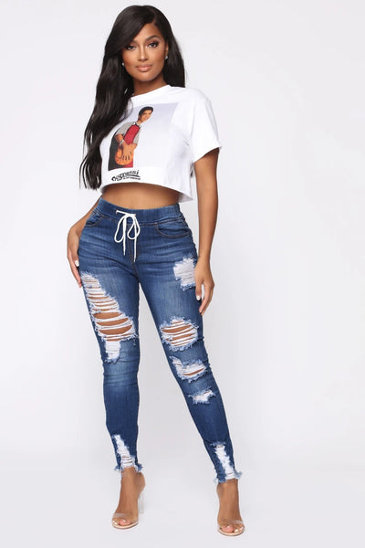 Fashion Stretch Ripped Skinny Hip Jeans