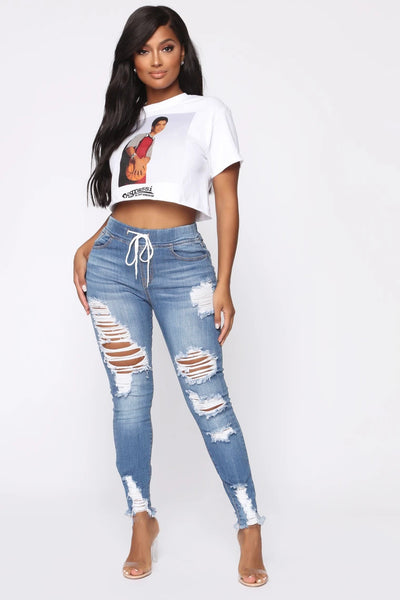 Fashion Stretch Ripped Skinny Hip Jeans