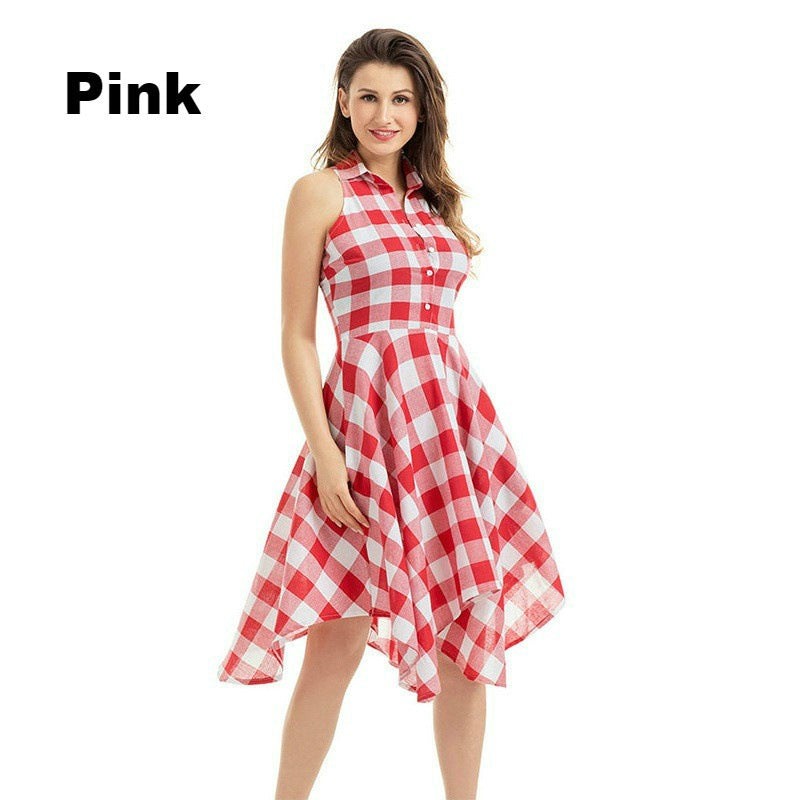 Autumn And Winter Short Plaid Midi Skirt - Dignitestore Pink / S Lady's dress