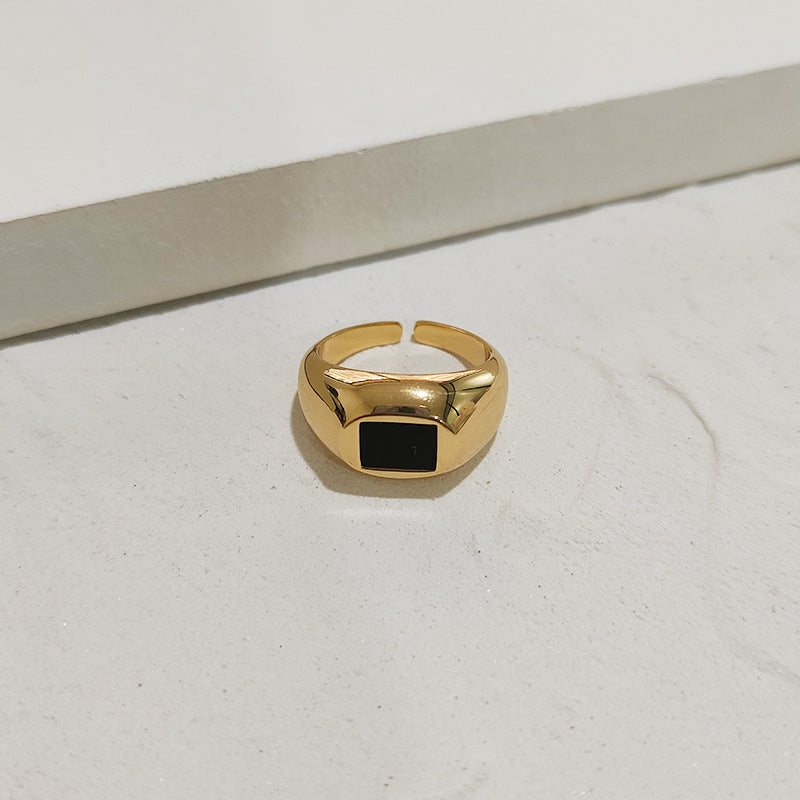 Black Square Oval Ring Stylish And Simple - Dignitestore Gold / square Ring