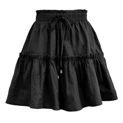 High Waist Elasticated Solid Color Skirt