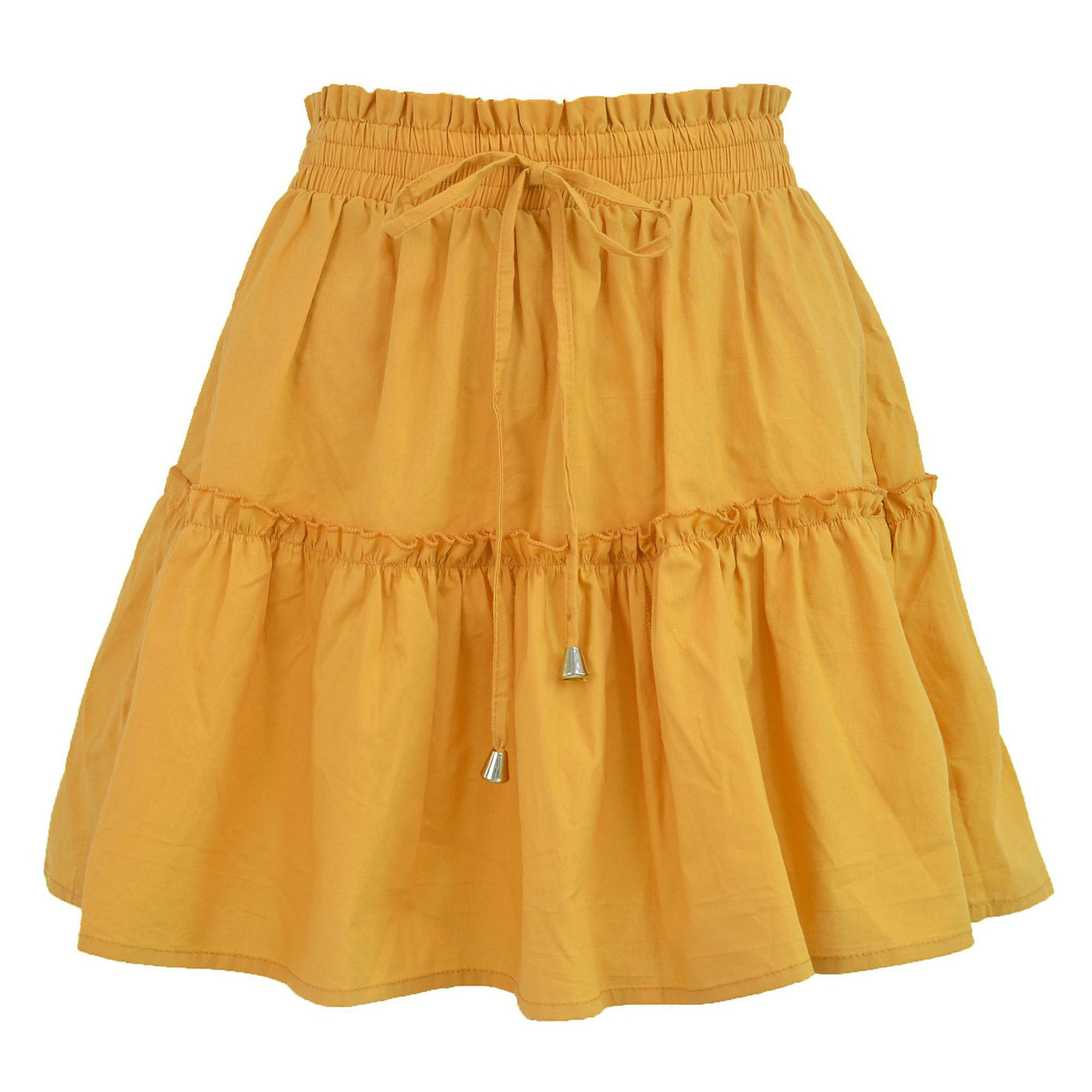 High Waist Elasticated Solid Color Skirt