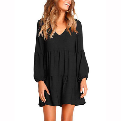 V-neck long sleeve women dress