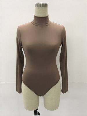 Best selling women 12 color long sleeve high collar Slim jumpsuit winter