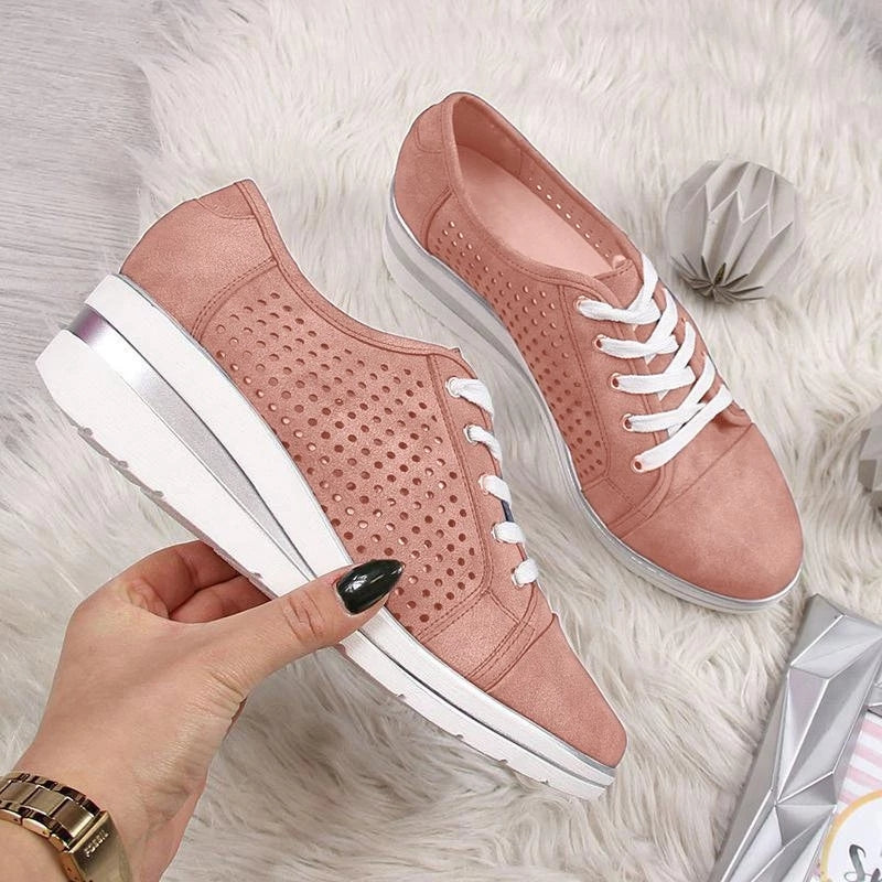 Wedge heel cutout sneakers