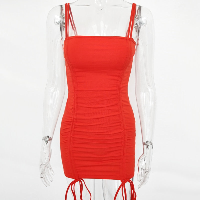 Spaghetti Strap Sexy Backless Women Summer Dress