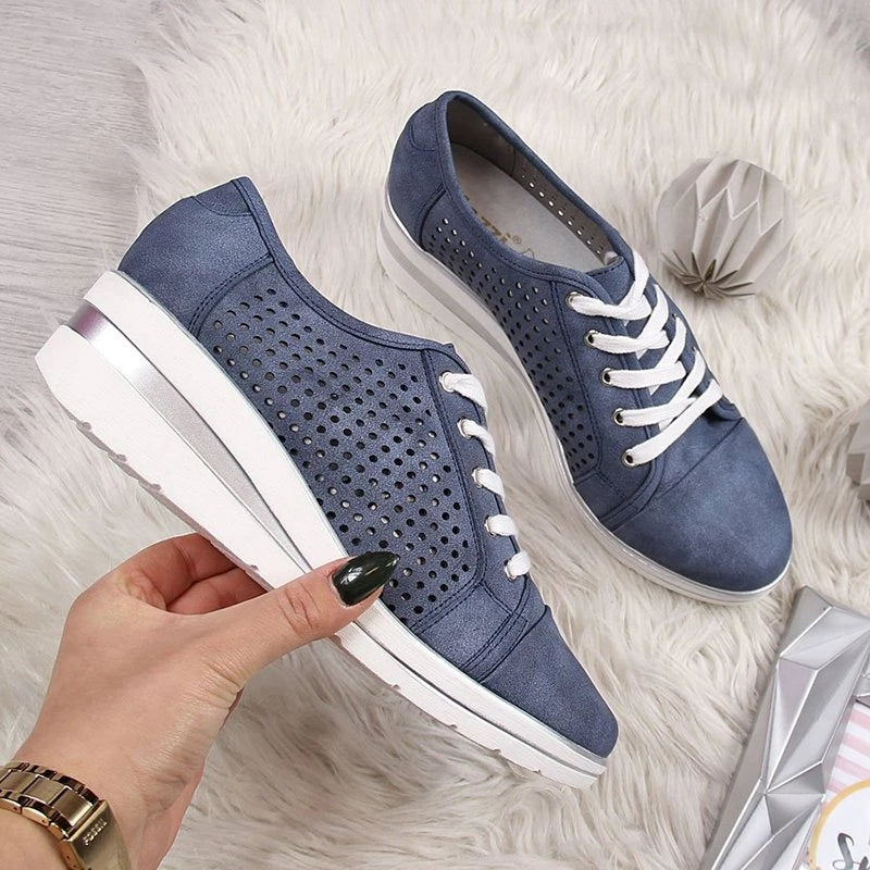 Wedge heel cutout sneakers