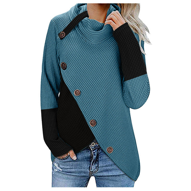 Ladies autumn winter sweater button long sleeve