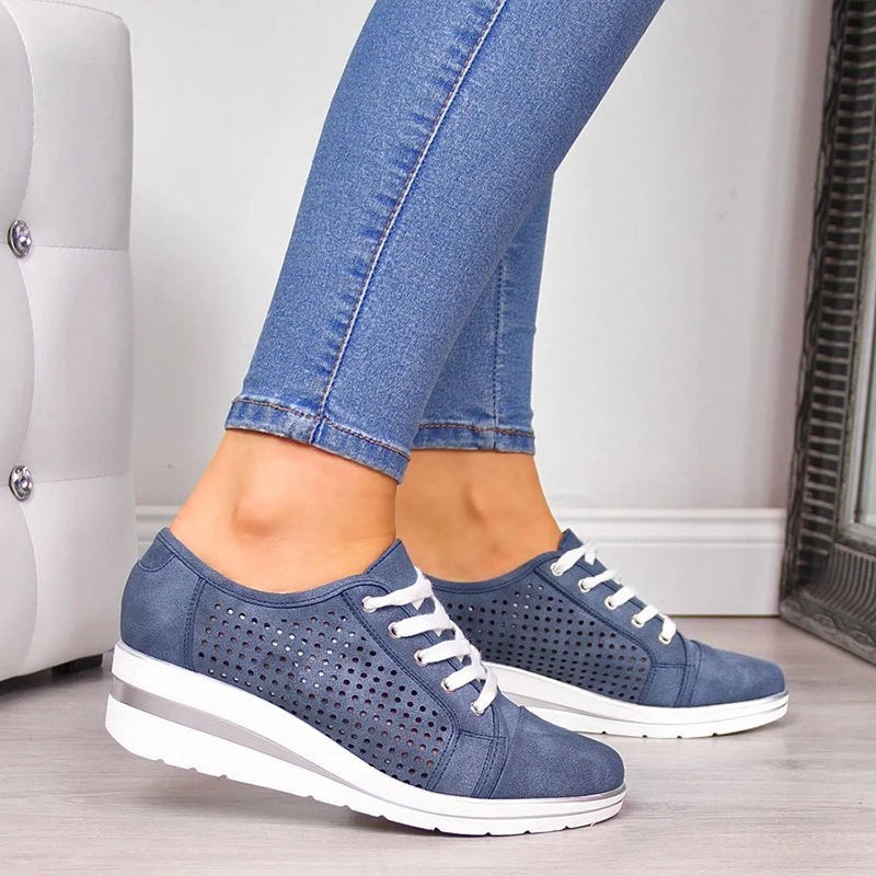 Wedge heel cutout sneakers