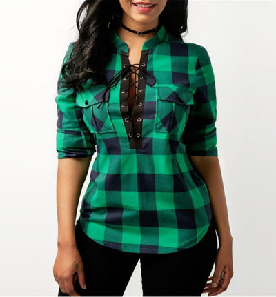 Tops And Blouses Casual Plaid Shirts Long Sleeve Office Women Blouse