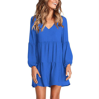 V-neck long sleeve women dress