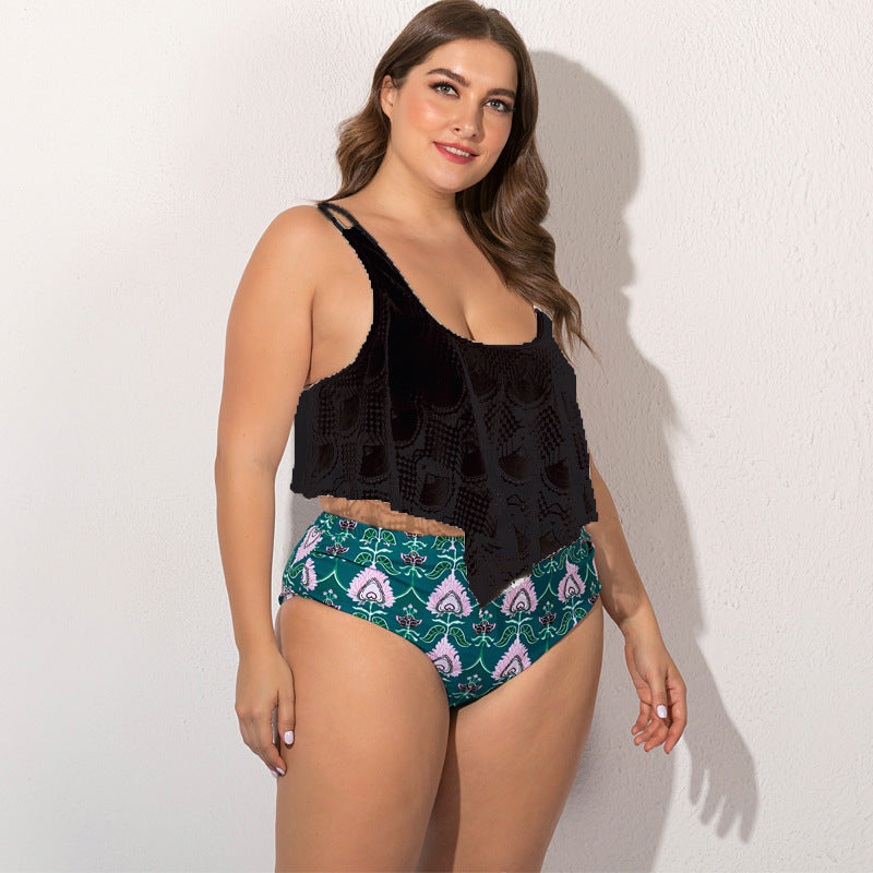 Plus size bikini fat woman split - Dignitestore Black / XL Swimwear