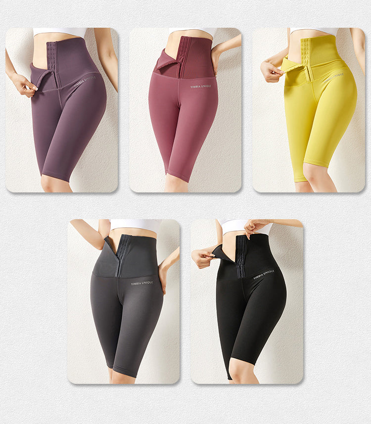 Knee Length Yoga Pants Women Compression Corset Stretch Peach Hip Running Leggings Fitness Tight Sweatpants - Dignitestore Leggings