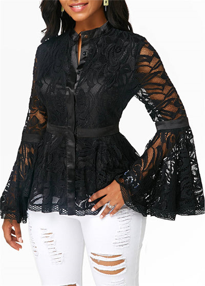 Women Lace Blouse Tops Casual Lady Clothes