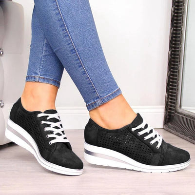 Wedge heel cutout sneakers