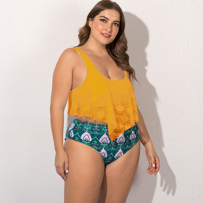 Plus size bikini fat woman split - Dignitestore Yellow / 4XL Swimwear