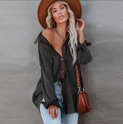 Women's Loose Solid Color Long-sleeved Shirt Jacket