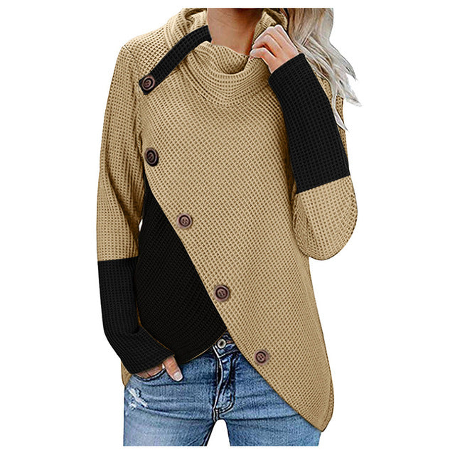 Ladies autumn winter sweater button long sleeve