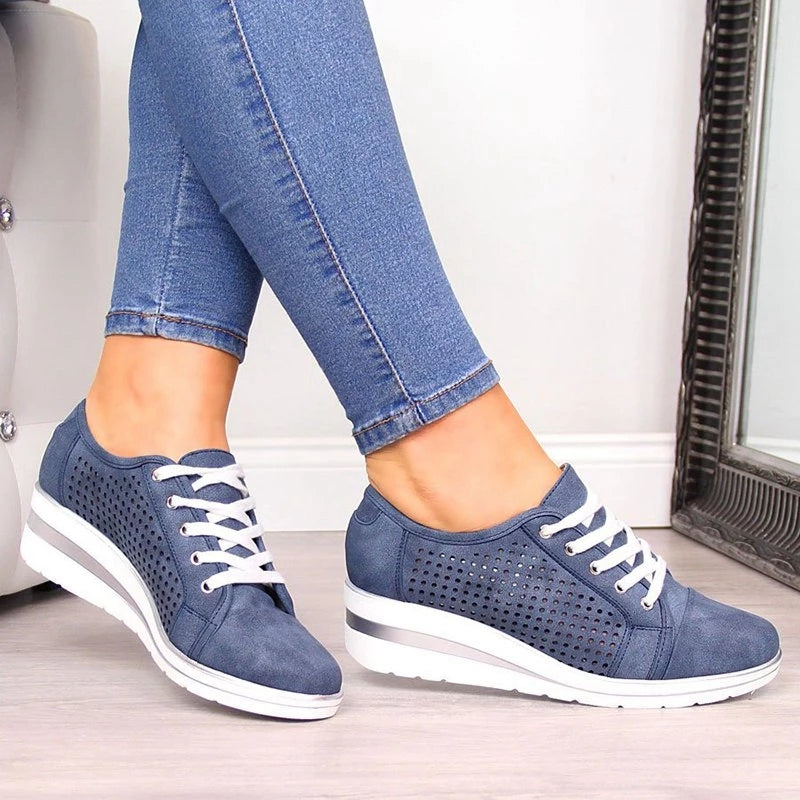 Wedge heel cutout sneakers