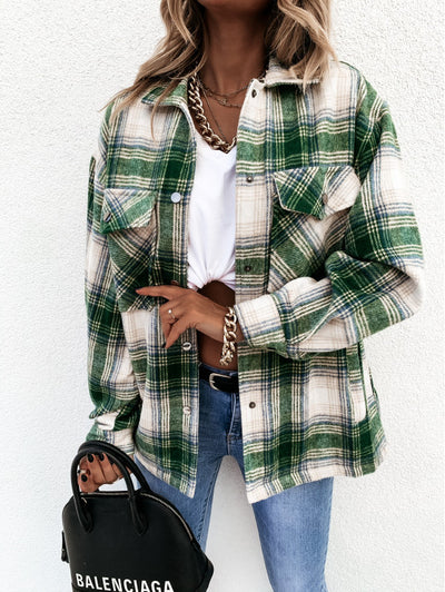 Autumn And Winter Long-Sleeved Plaid Jacket Shirt Jacket