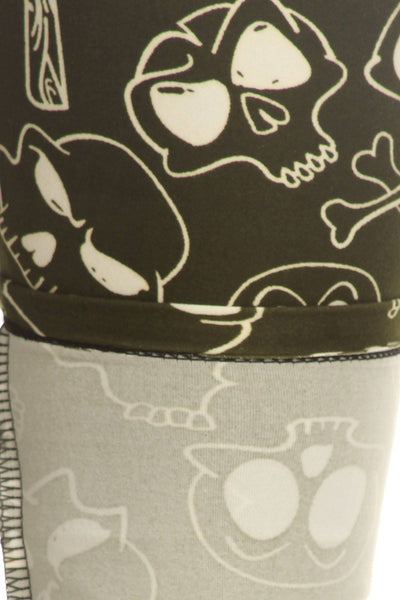 Skulls And Bones Graphic Printed Knit Legging With Elastic Waist Detail. High Waist Fit. - Dignitestore