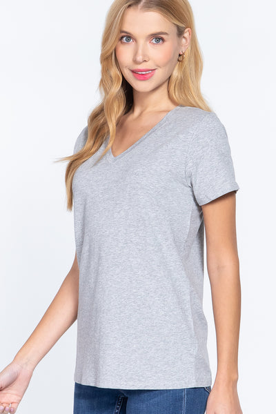 Short Sleeve V-neck Boxy Tee - Dignitestore