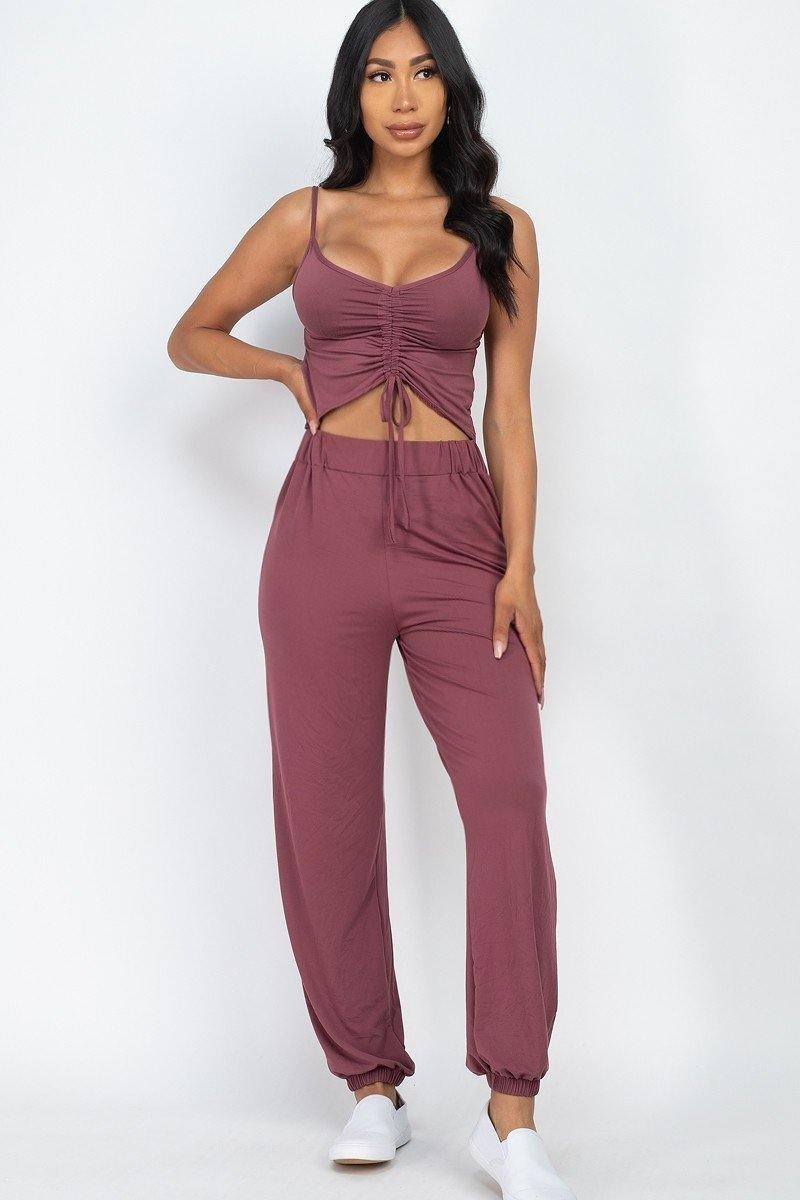 Front Ruched With Adjustable String Cami Casual/summer Jumpsuit - Dignitestore