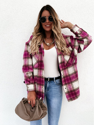 Autumn And Winter Long-Sleeved Plaid Jacket Shirt Jacket