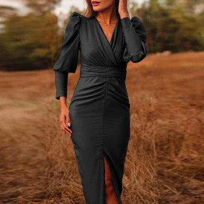 V Neck Elegant Slim Fit Hip Dress